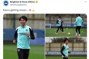 有望复出！布莱顿社媒晒三笘薫恢复训练照片