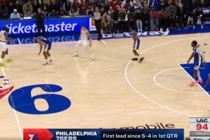天要亮了！马克西突破欧洲步上篮！76人自开局5-4后首次领先！