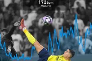 40岁还能精彩倒钩！健康监测设备：C罗倒钩时心跳最高达172